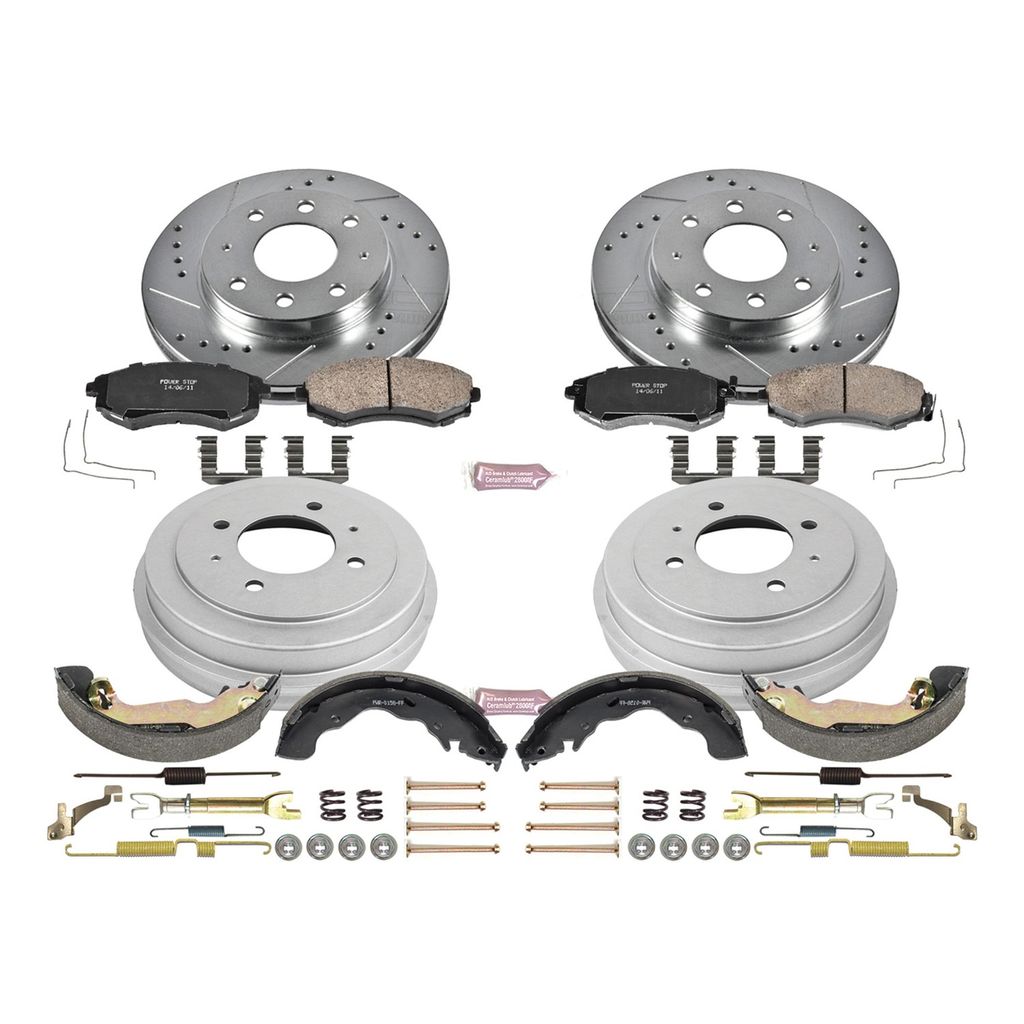 PowerStop K15158DK - Z23 Drilled and Slotted Brake Pad, Rotor, Drum, and Shoe Kit