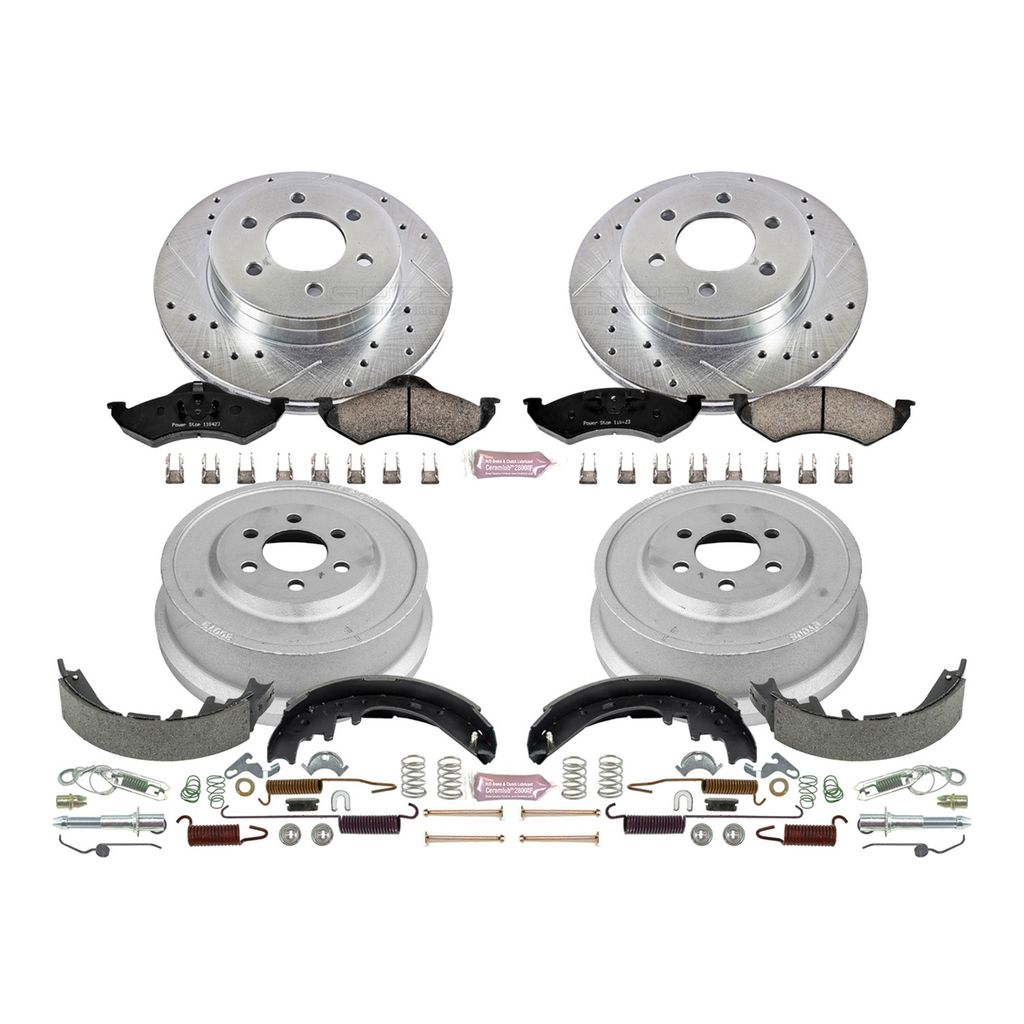 PowerStop K15164DK - Z23 Drilled and Slotted Brake Pad, Rotor, Drum, and Shoe Kit