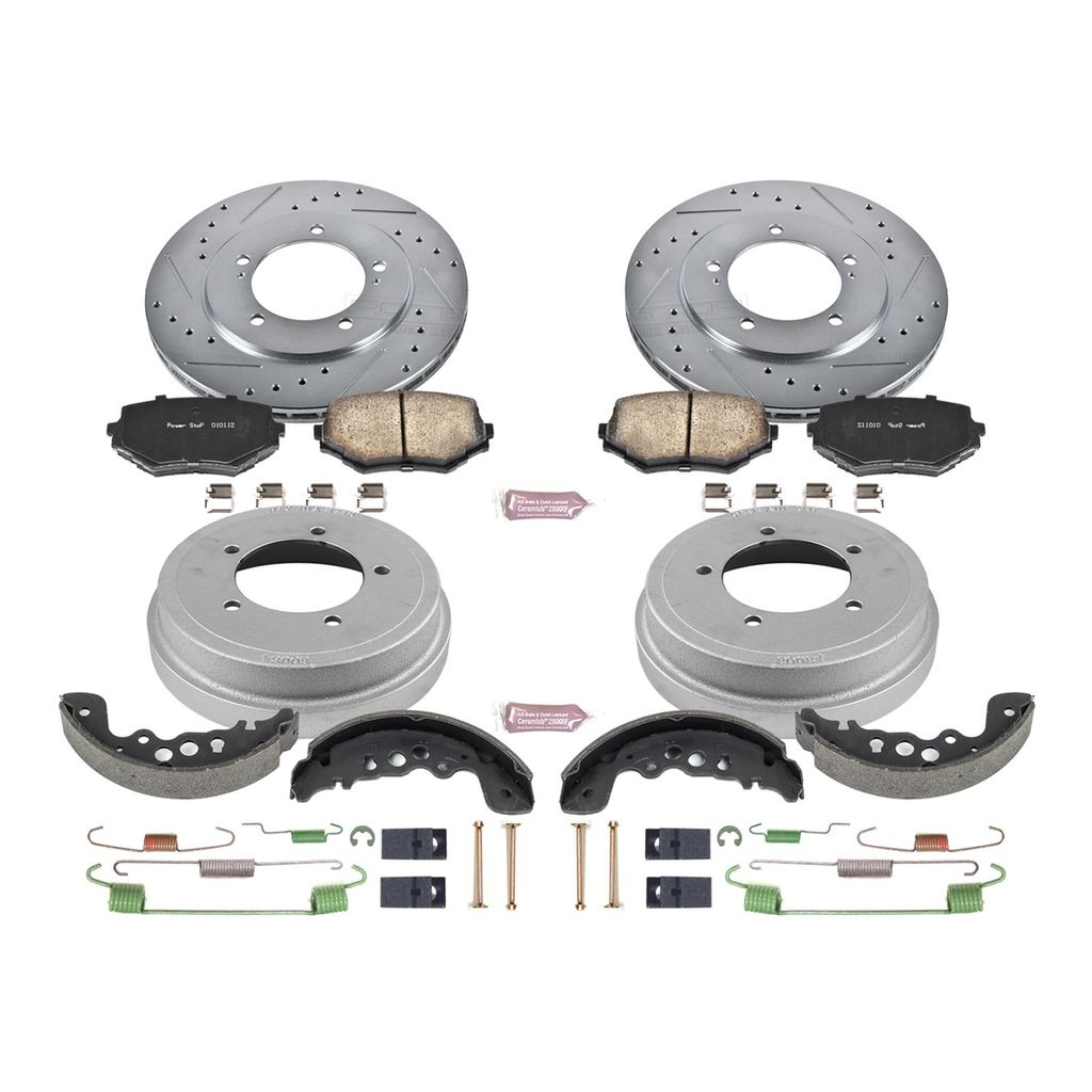 PowerStop K15185DK - Z23 Drilled and Slotted Brake Pad, Rotor, Drum, and Shoe Kit