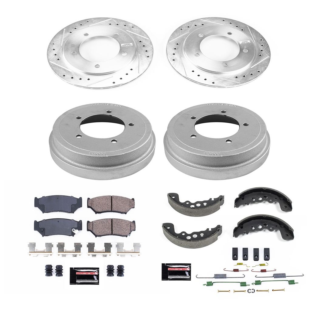 PowerStop K15186DK - Z23 Drilled and Slotted Brake Pad, Rotor, Drum, and Shoe Kit