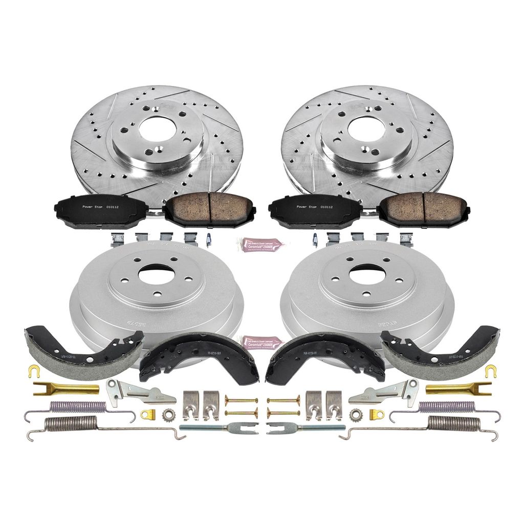 PowerStop K15190DK - Z23 Drilled and Slotted Brake Pad, Rotor, Drum, and Shoe Kit