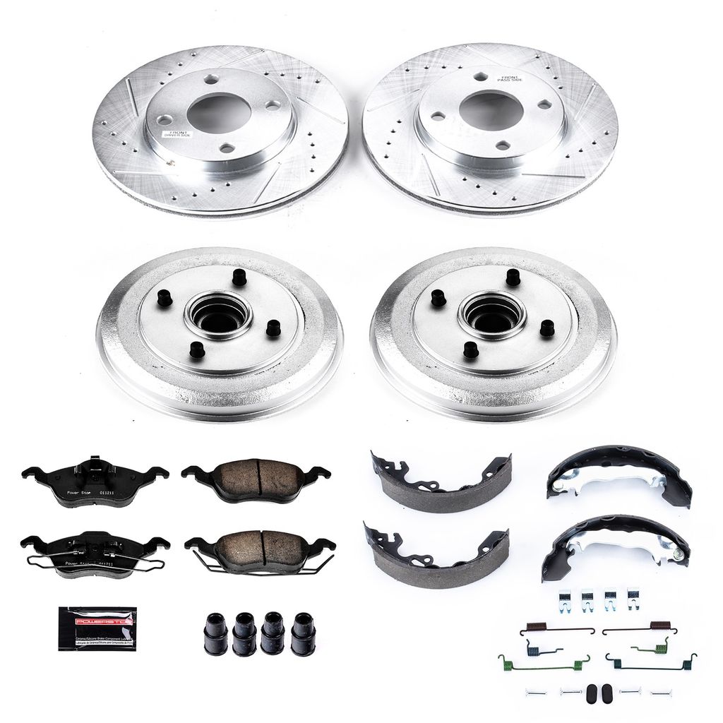 PowerStop K15191DK - Z23 Drilled and Slotted Brake Pad, Rotor, Drum, and Shoe Kit