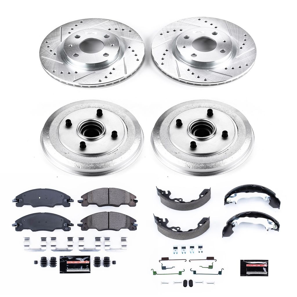 PowerStop K15193DK - Z23 Drilled and Slotted Brake Pad, Rotor, Drum, and Shoe Kit