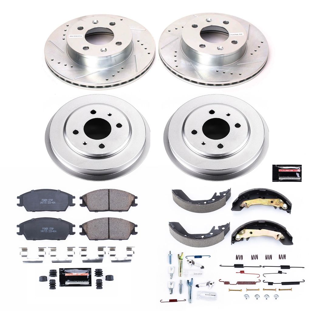 PowerStop K15196DK - Z23 Drilled and Slotted Brake Pad, Rotor, Drum, and Shoe Kit