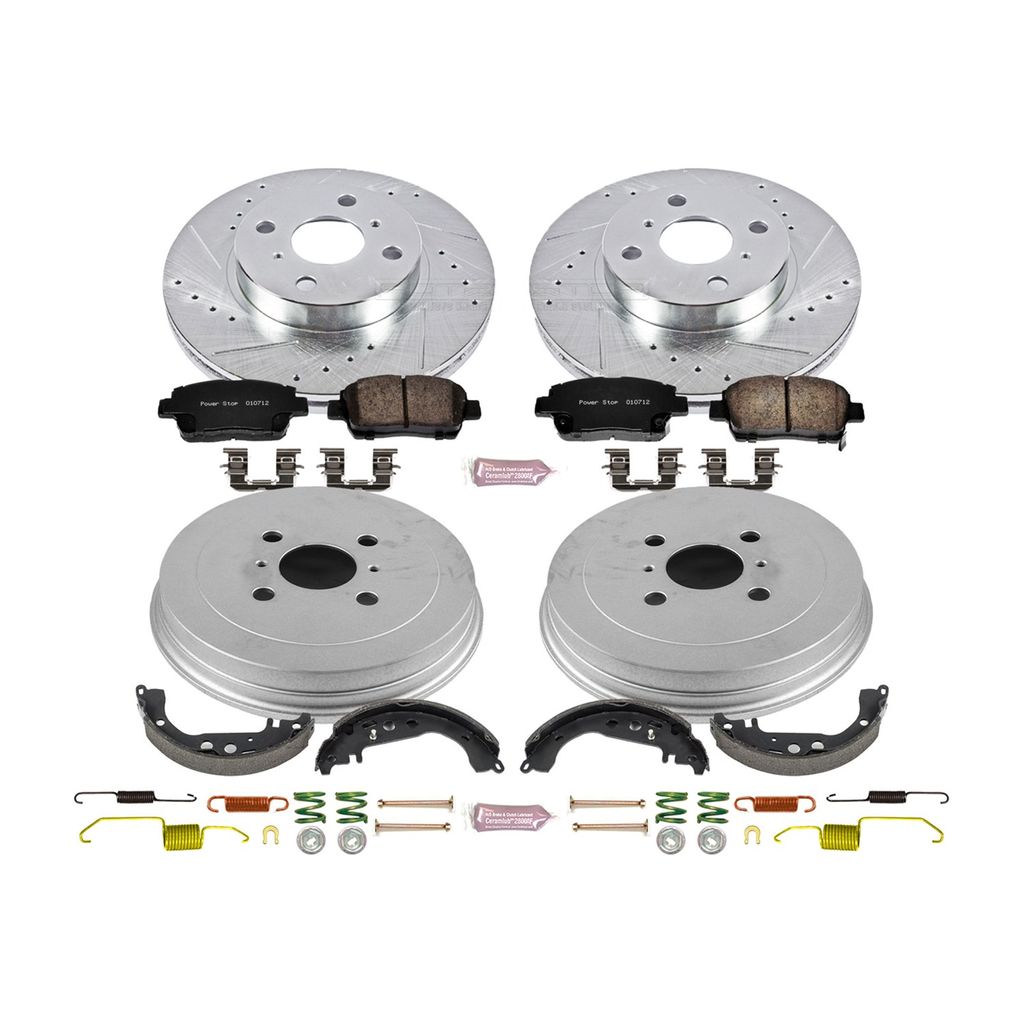 PowerStop K15201DK - Z23 Drilled and Slotted Brake Pad, Rotor, Drum, and Shoe Kit