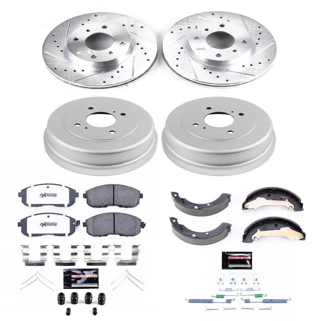 PowerStop K15207DK-26 - Z26 Drilled and Slotted Brake Pad, Rotor, Drum, and Shoe Kit