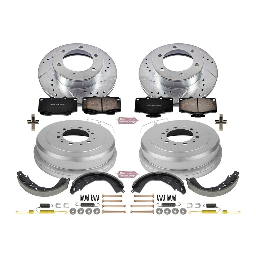 PowerStop K15212DK - Z23 Drilled and Slotted Brake Pad, Rotor, Drum, and Shoe Kit