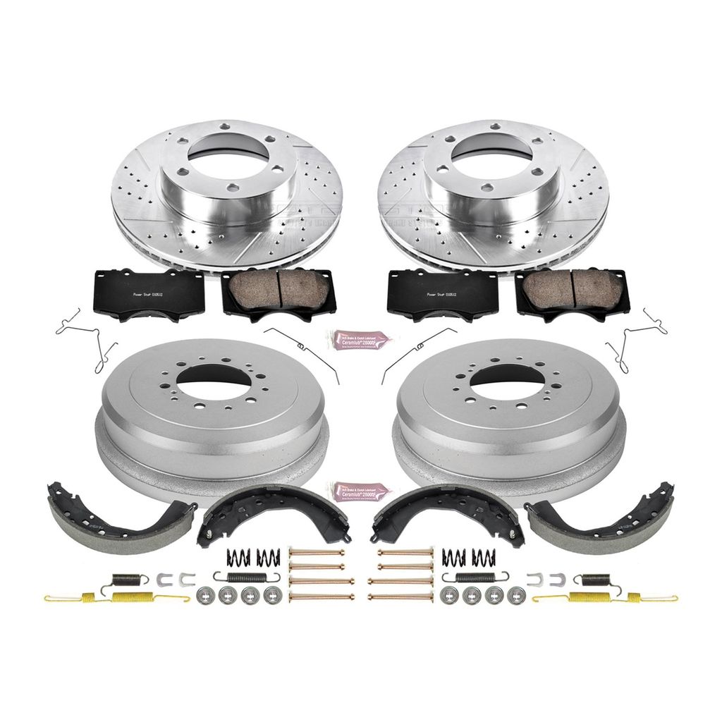PowerStop K15214DK - Z23 Drilled and Slotted Brake Pad, Rotor, Drum, and Shoe Kit