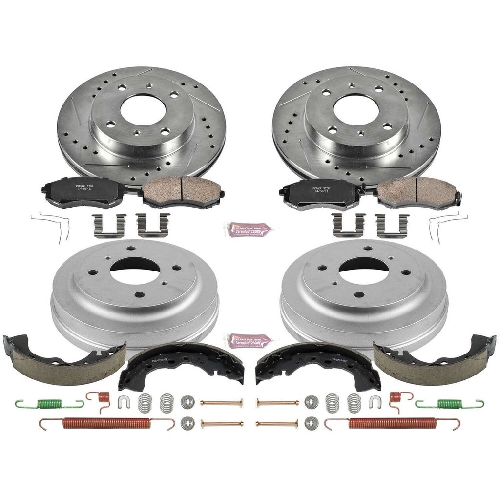 PowerStop K15217DK - Z23 Drilled and Slotted Brake Pad, Rotor, Drum, and Shoe Kit