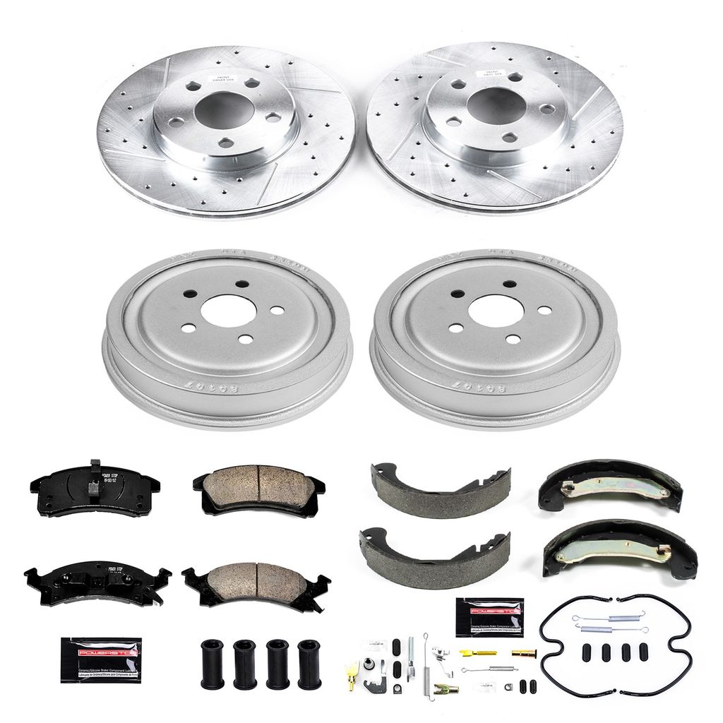 PowerStop K15221DK - Z23 Drilled and Slotted Brake Pad, Rotor, Drum, and Shoe Kit