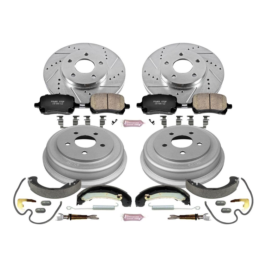 PowerStop K15222DK - Z23 Drilled and Slotted Brake Pad, Rotor, Drum, and Shoe Kit