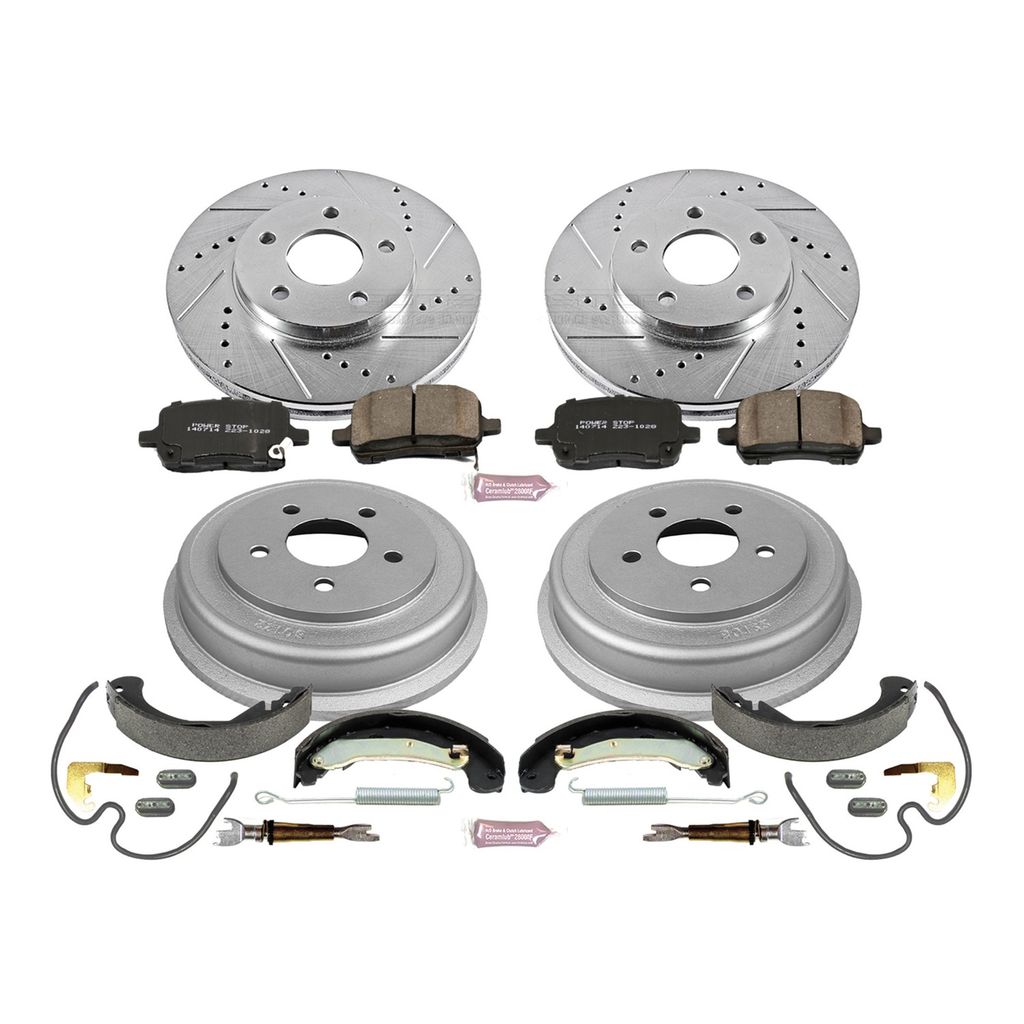 PowerStop K15223DK - Z23 Drilled and Slotted Brake Pad, Rotor, Drum, and Shoe Kit