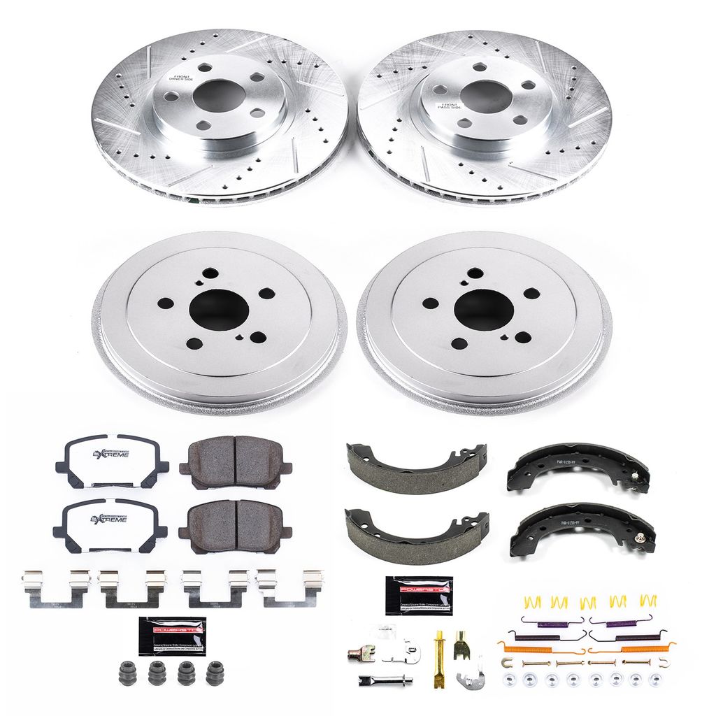 PowerStop K15227DK-26 - Z26 Drilled and Slotted Brake Pad, Rotor, Drum, and Shoe Kit