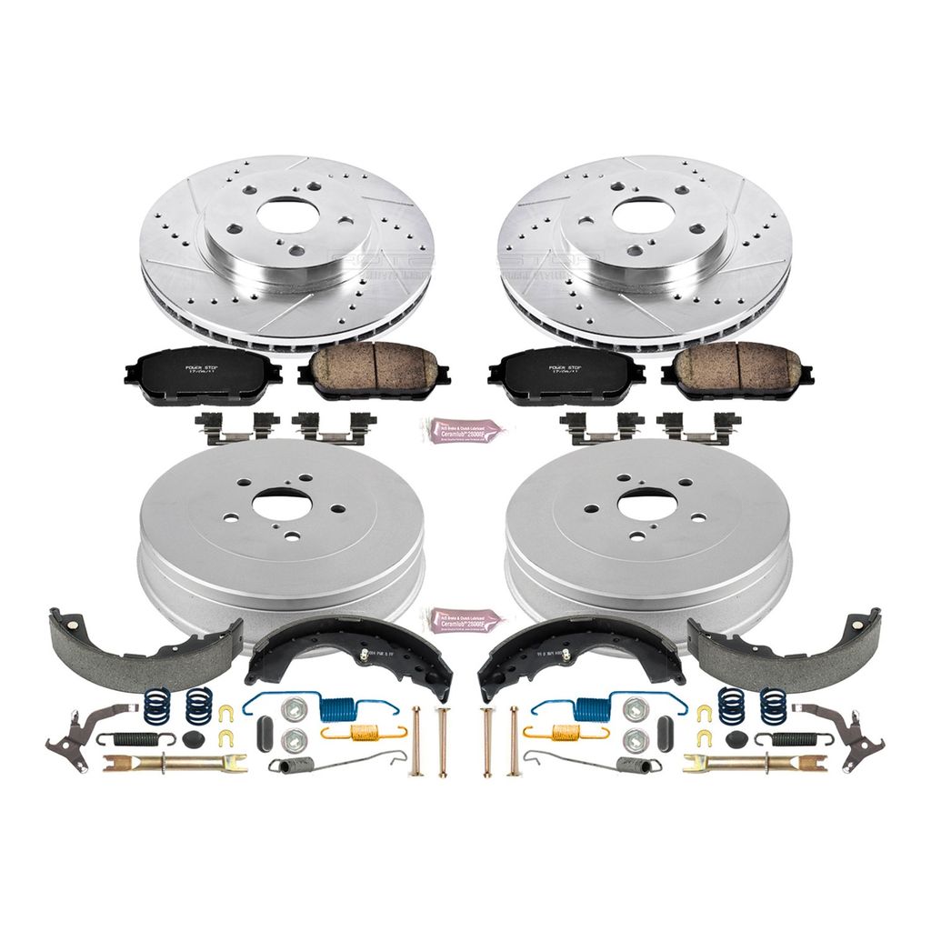 PowerStop K15230DK - Z23 Drilled and Slotted Brake Pad, Rotor, Drum, and Shoe Kit