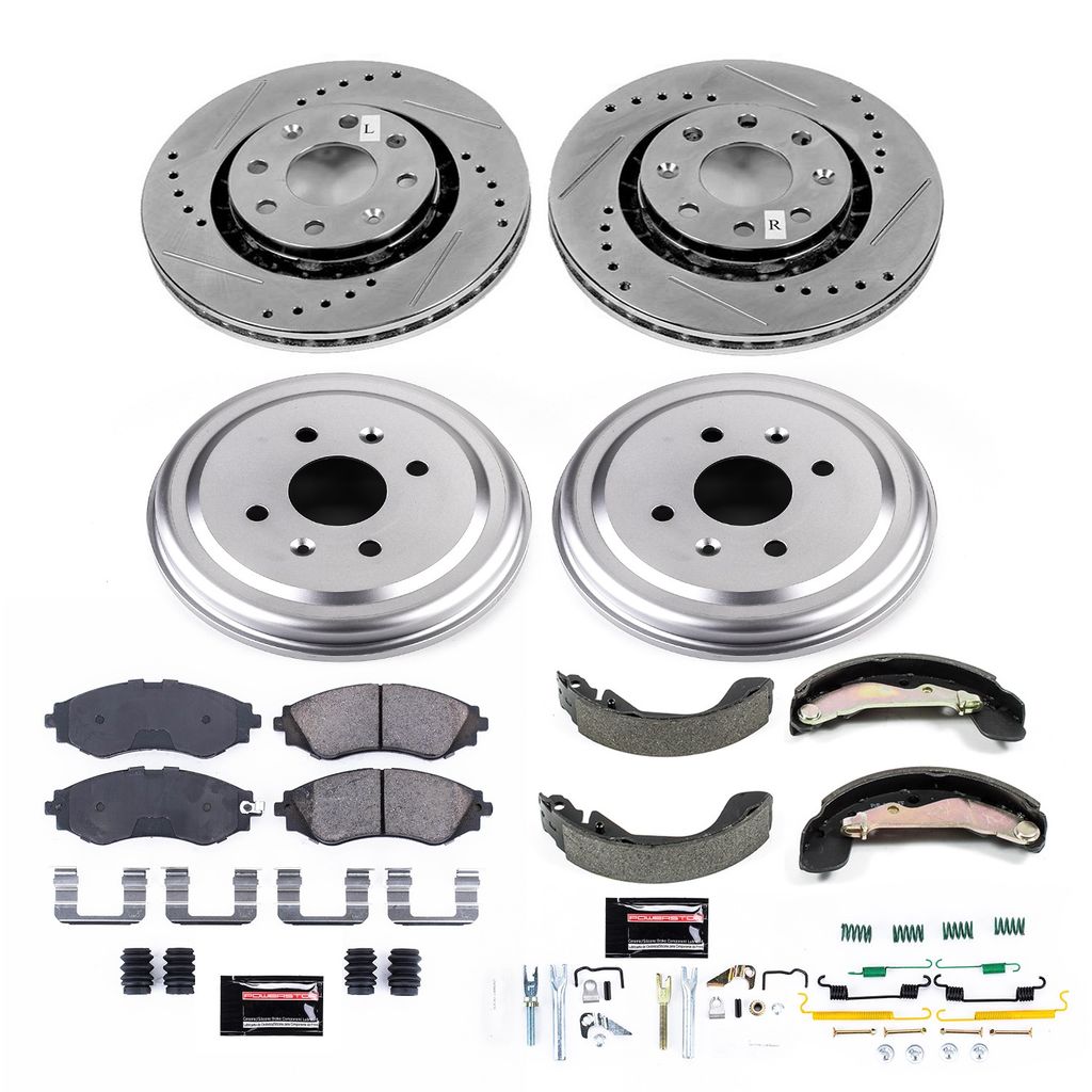 PowerStop K15234DK - Z23 Drilled and Slotted Brake Pad, Rotor, Drum, and Shoe Kit