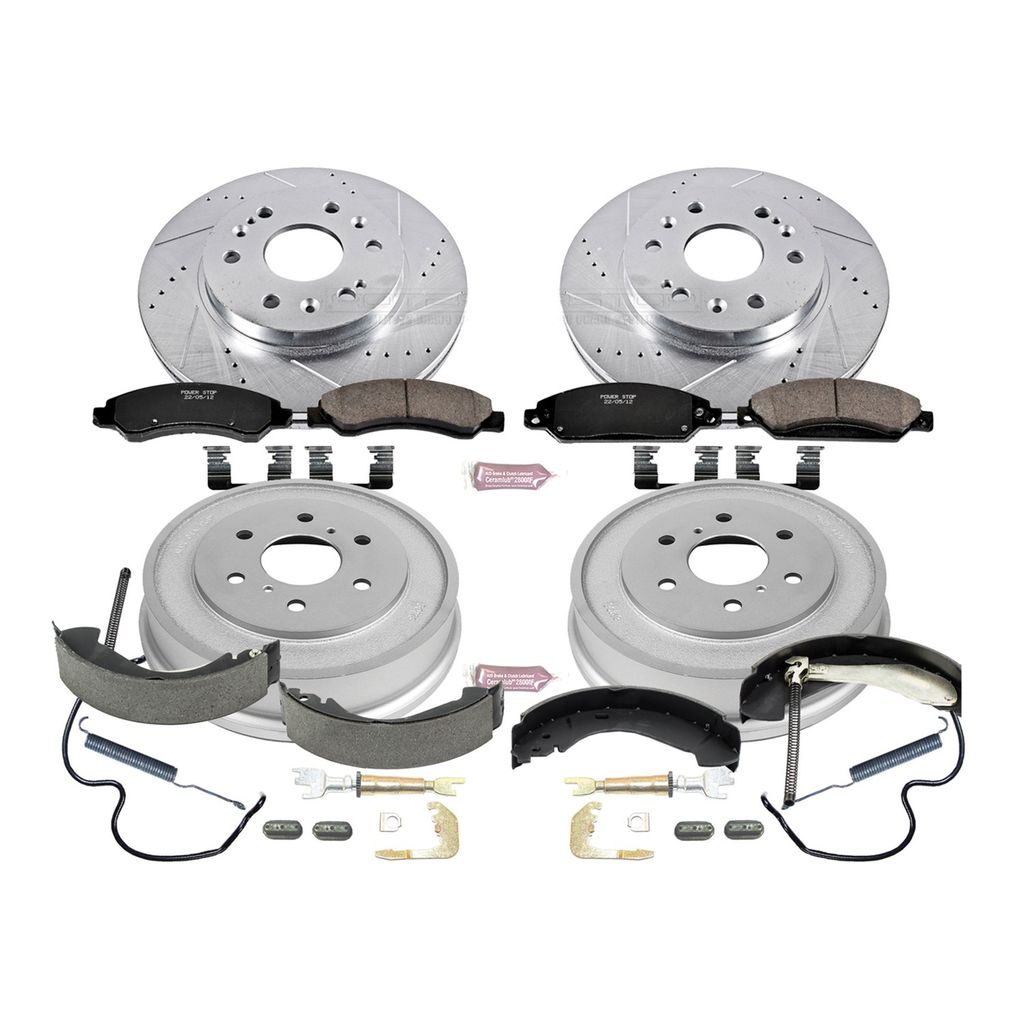PowerStop K15237DK - Z23 Drilled and Slotted Brake Pad, Rotor, Drum, and Shoe Kit