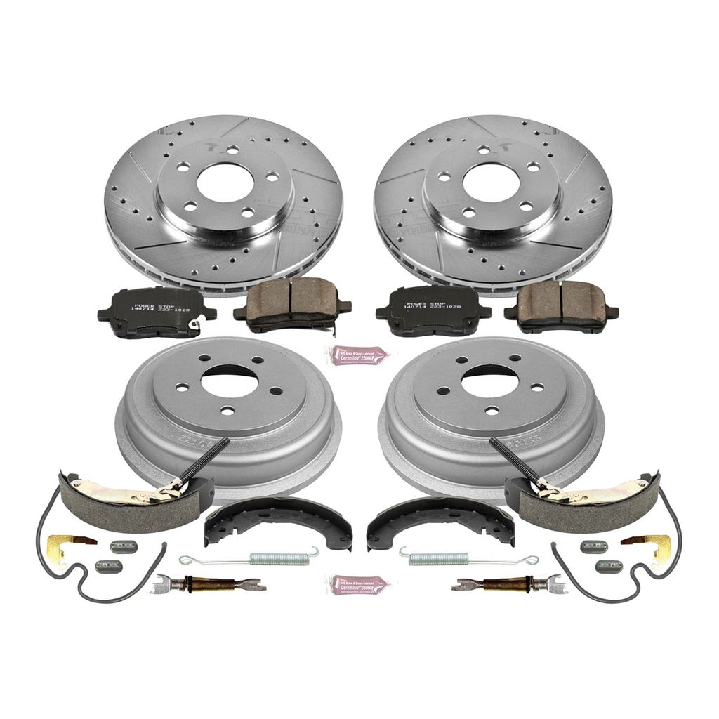 PowerStop K15239DK - Z23 Drilled and Slotted Brake Pad, Rotor, Drum, and Shoe Kit