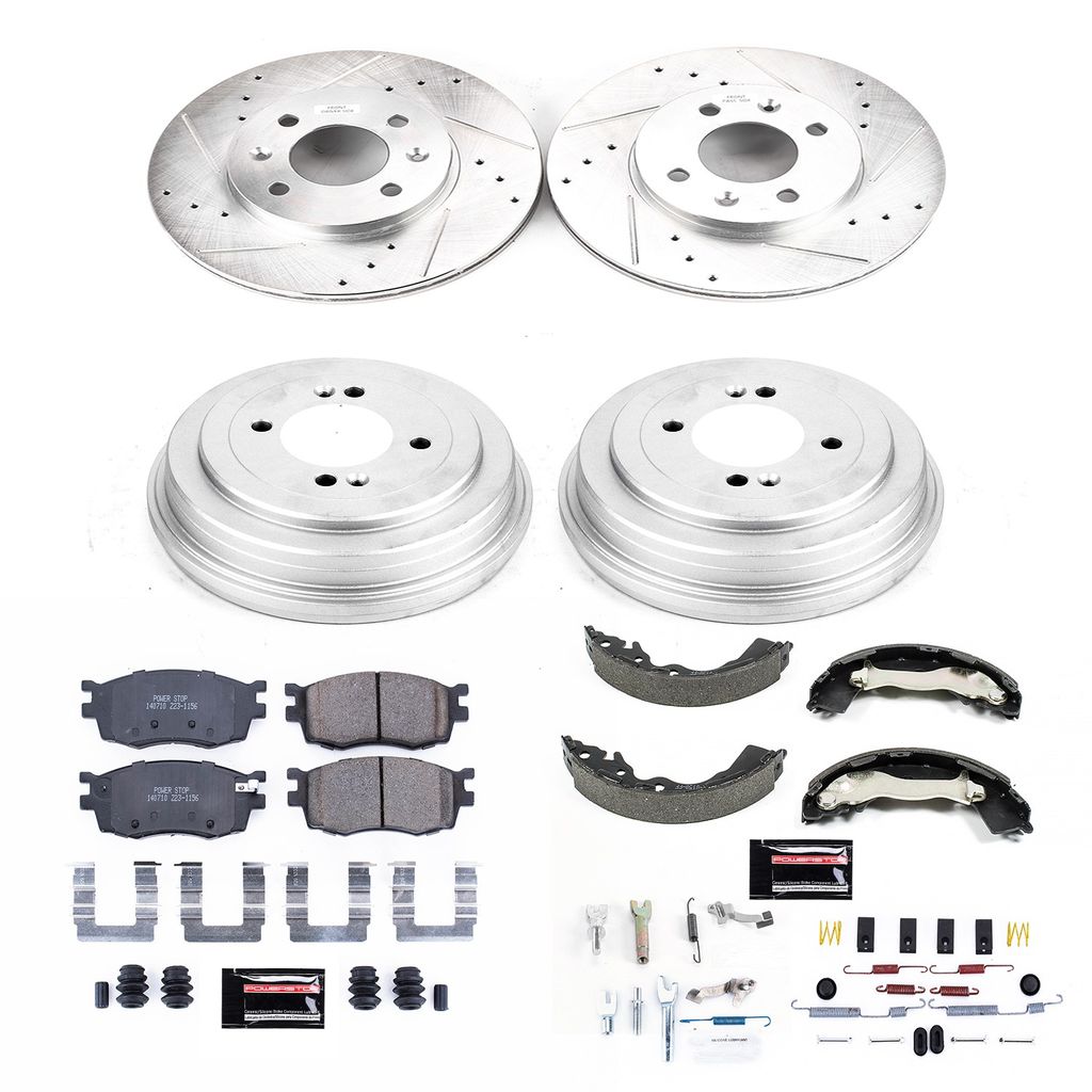 PowerStop K15240DK - Z23 Drilled and Slotted Brake Pad, Rotor, Drum, and Shoe Kit