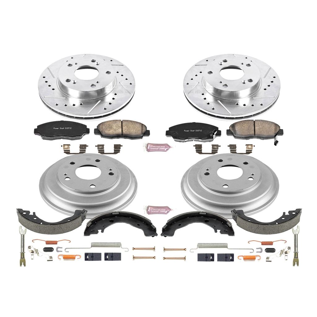 PowerStop K15241DK - Z23 Drilled and Slotted Brake Pad, Rotor, Drum, and Shoe Kit