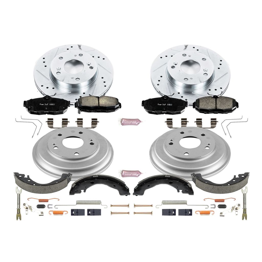 PowerStop K15242DK - Z23 Drilled and Slotted Brake Pad, Rotor, Drum, and Shoe Kit