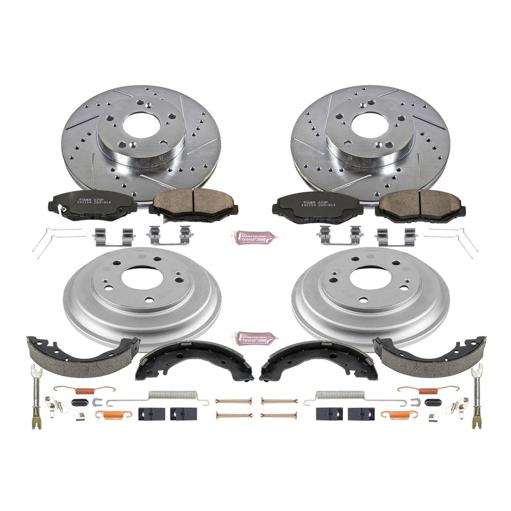 PowerStop K15243DK - Z23 Drilled and Slotted Brake Pad, Rotor, Drum, and Shoe Kit