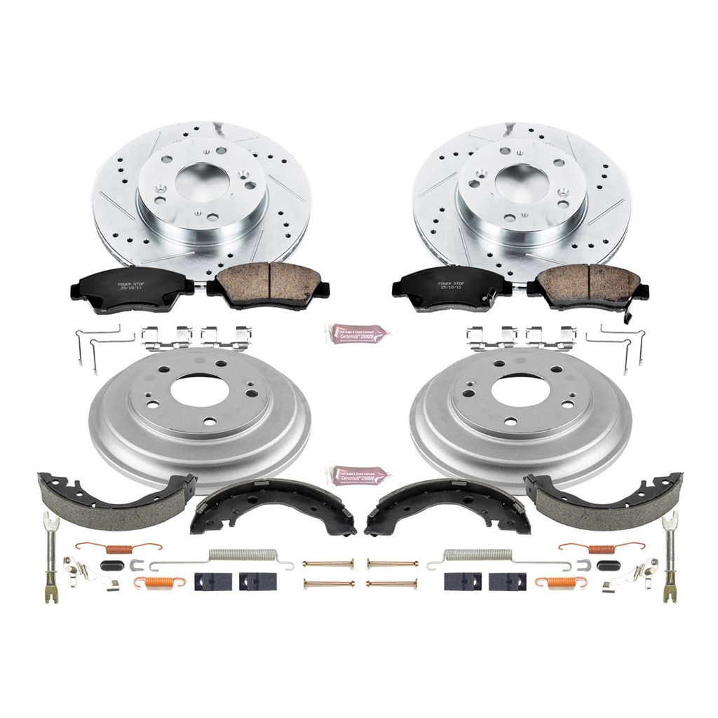 PowerStop K15244DK - Z23 Drilled and Slotted Brake Pad, Rotor, Drum, and Shoe Kit