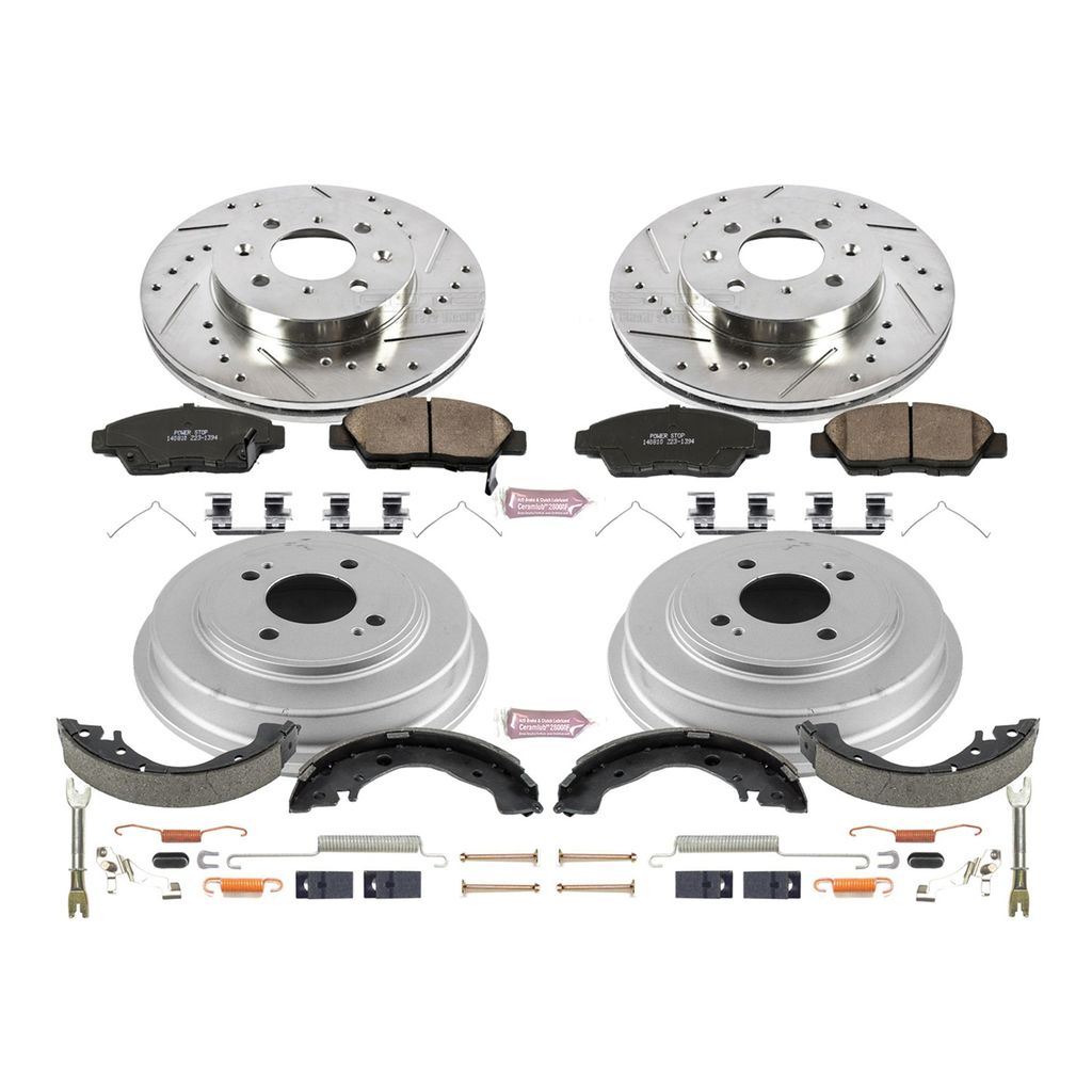 PowerStop K15245DK - Z23 Drilled and Slotted Brake Pad, Rotor, Drum, and Shoe Kit