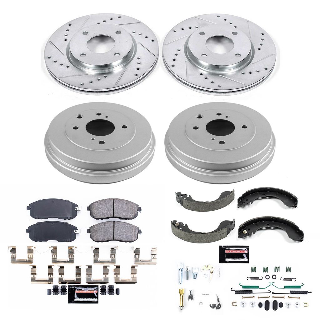 PowerStop K15252DK - Z23 Drilled and Slotted Brake Pad, Rotor, Drum, and Shoe Kit