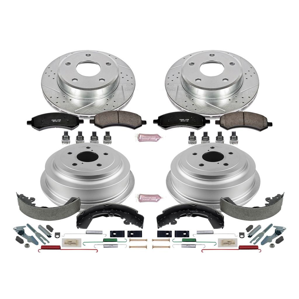 PowerStop K15254DK - Z23 Drilled and Slotted Brake Pad, Rotor, Drum, and Shoe Kit