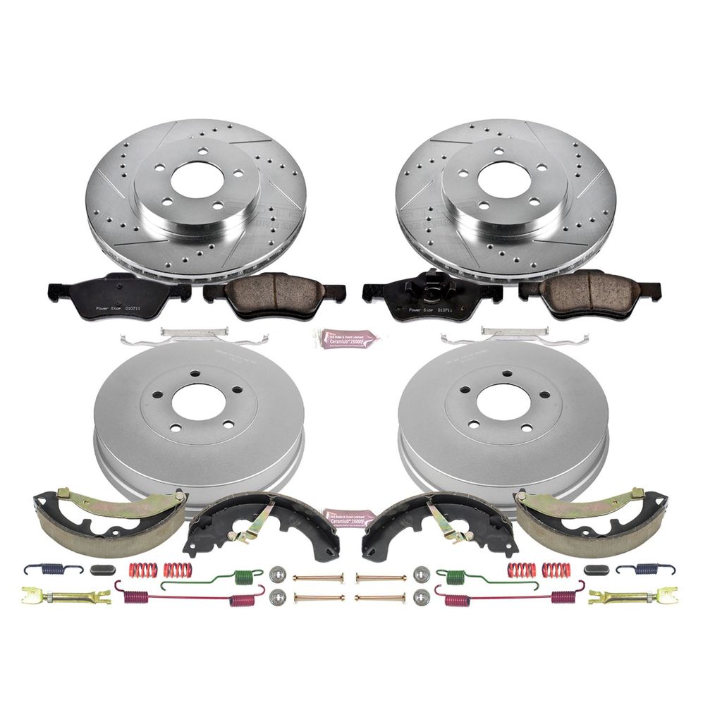 PowerStop K15255DK - Z23 Drilled and Slotted Brake Pad, Rotor, Drum, and Shoe Kit
