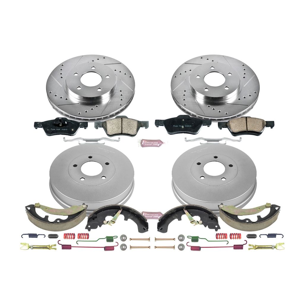 PowerStop K15257DK - Z23 Drilled and Slotted Brake Pad, Rotor, Drum, and Shoe Kit