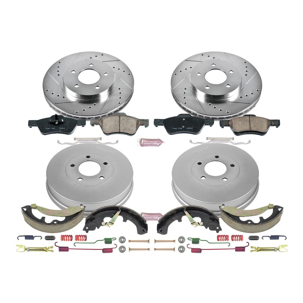 PowerStop K15258DK - Z23 Drilled and Slotted Brake Pad, Rotor, Drum, and Shoe Kit
