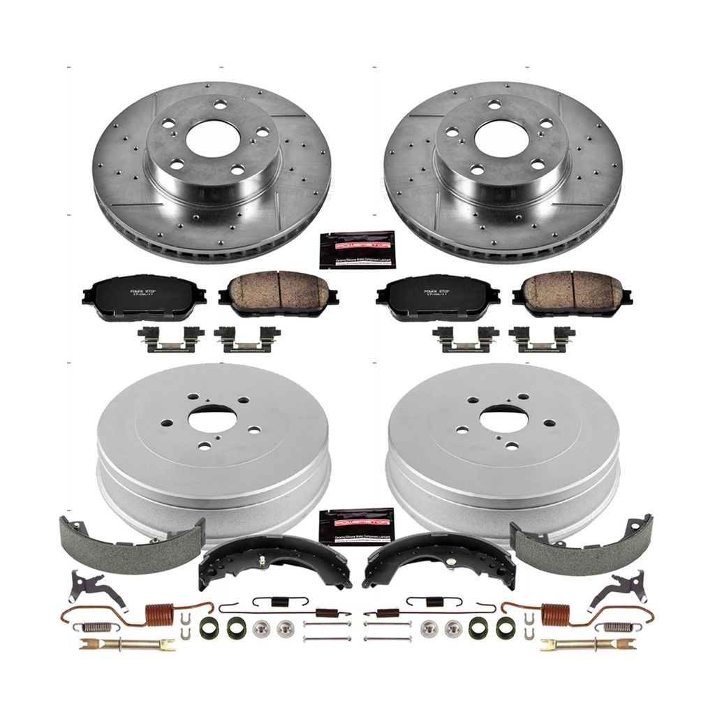 PowerStop K15413DK - Z23 Drilled and Slotted Brake Pad, Rotor, Drum, and Shoe Kit