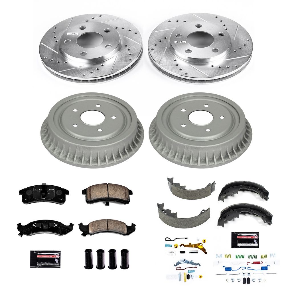 PowerStop K15441DK - Z23 Drilled and Slotted Brake Pad, Rotor, Drum, and Shoe Kit