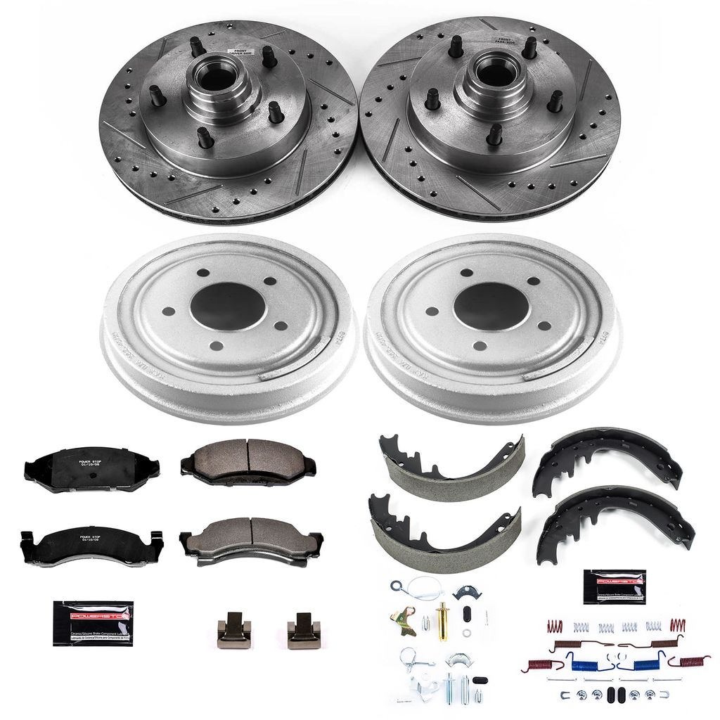 PowerStop K15456DK - Z23 Drilled and Slotted Brake Pad, Rotor, Drum, and Shoe Kit