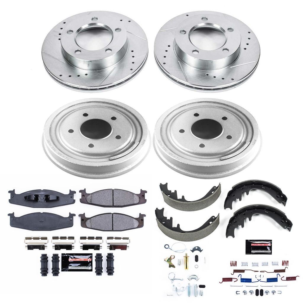 PowerStop K15461DK - Z23 Drilled and Slotted Brake Pad, Rotor, Drum, and Shoe Kit