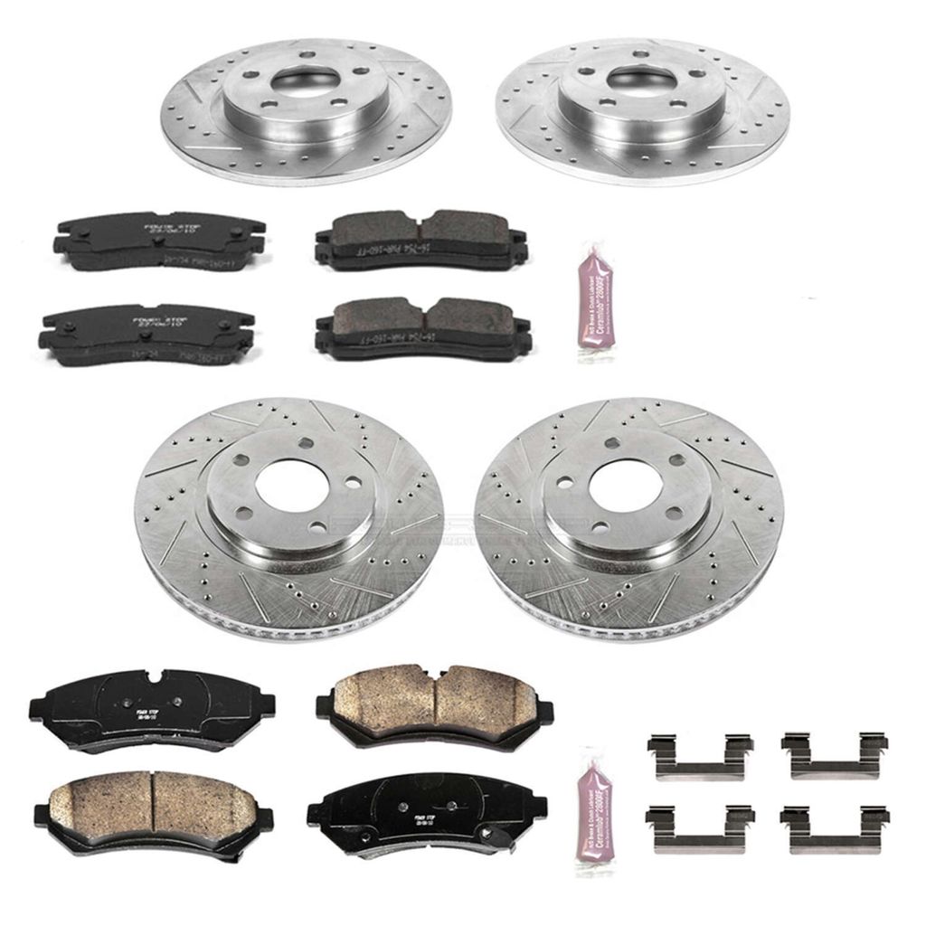 PowerStop K1550 - Z23 Drilled and Slotted Brake Rotors and Pads Kit