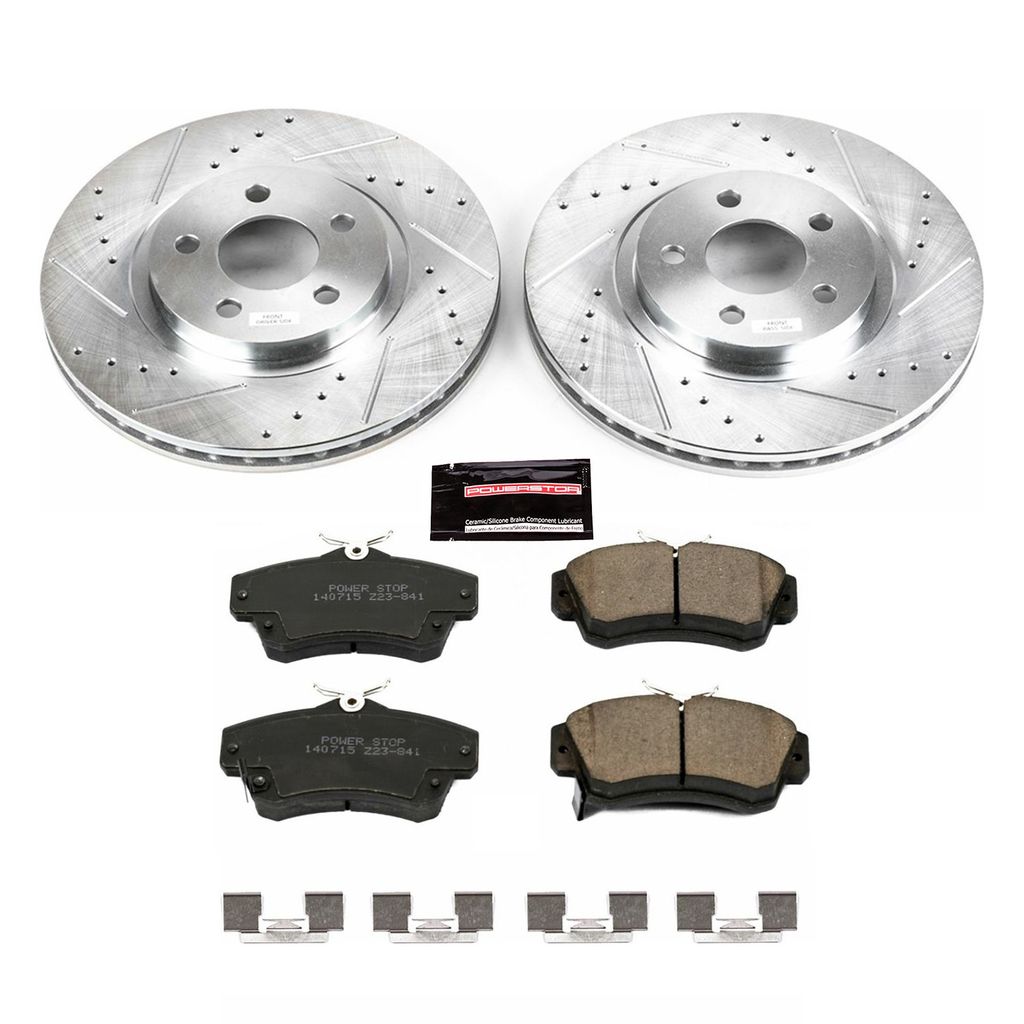 PowerStop K1704 - Z23 Drilled and Slotted Brake Rotors and Pads Kit