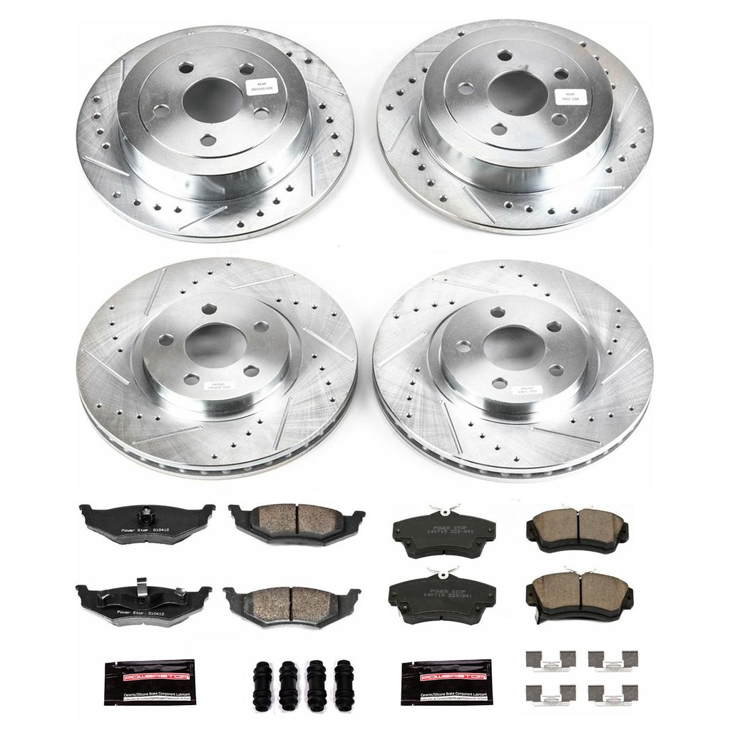 PowerStop K1705 - Z23 Drilled and Slotted Brake Rotors and Pads Kit