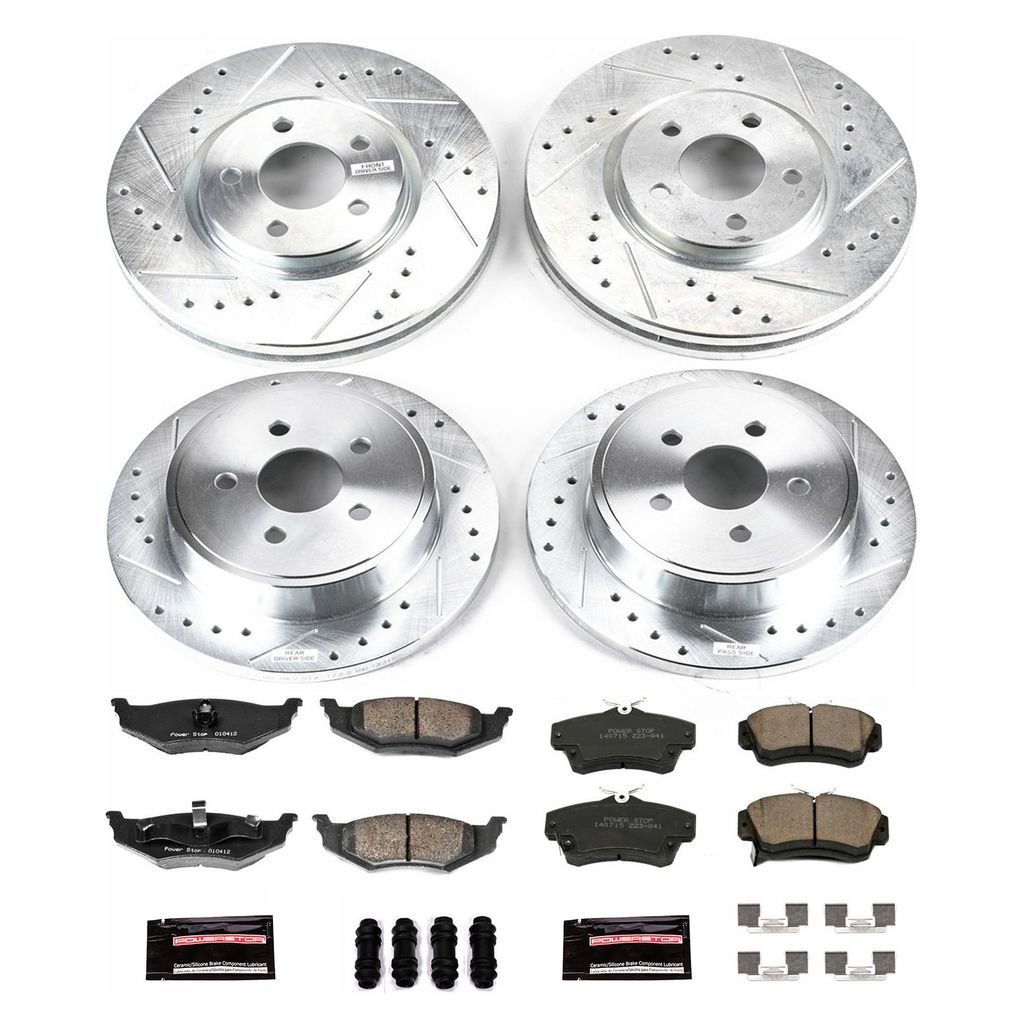 PowerStop K1708 - Z23 Drilled and Slotted Brake Rotors and Pads Kit