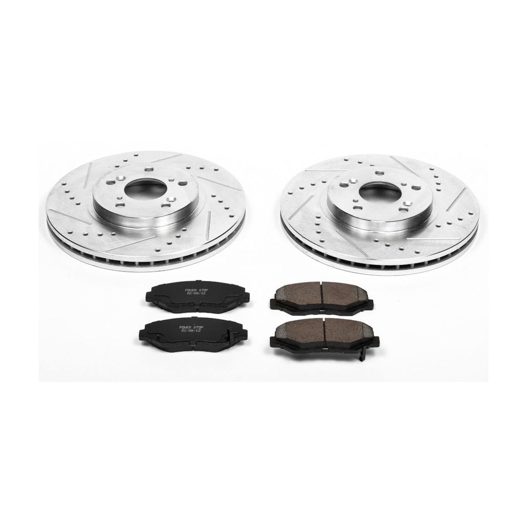 PowerStop K2302 - Z23 Drilled and Slotted Brake Rotors and Pads Kit