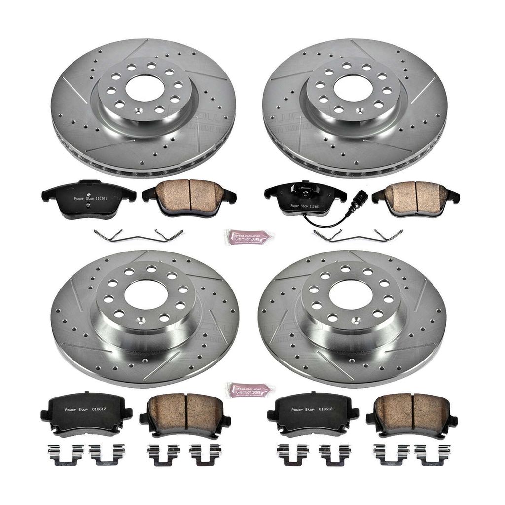 PowerStop K2757 - Z23 Drilled and Slotted Brake Rotors and Pads Kit