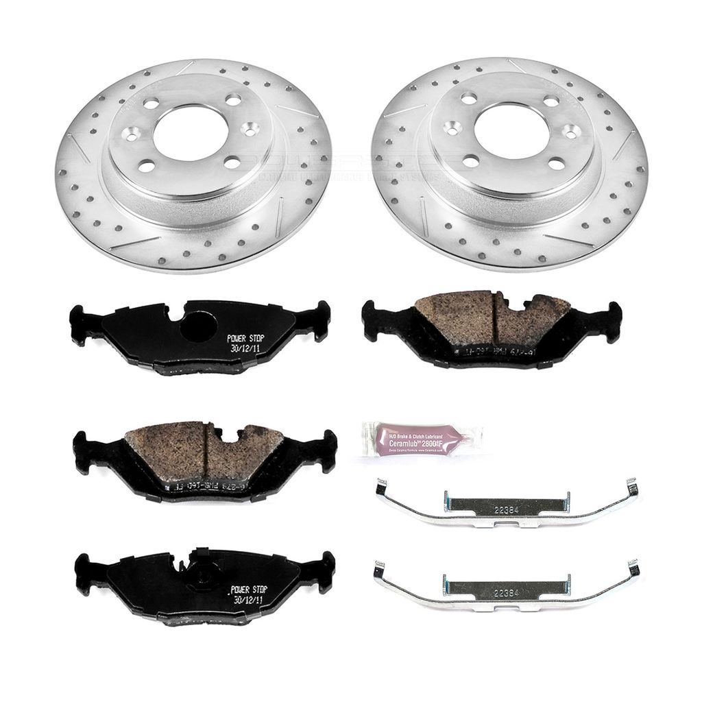 PowerStop K367 - Z23 Drilled and Slotted Brake Rotors and Pads Kit