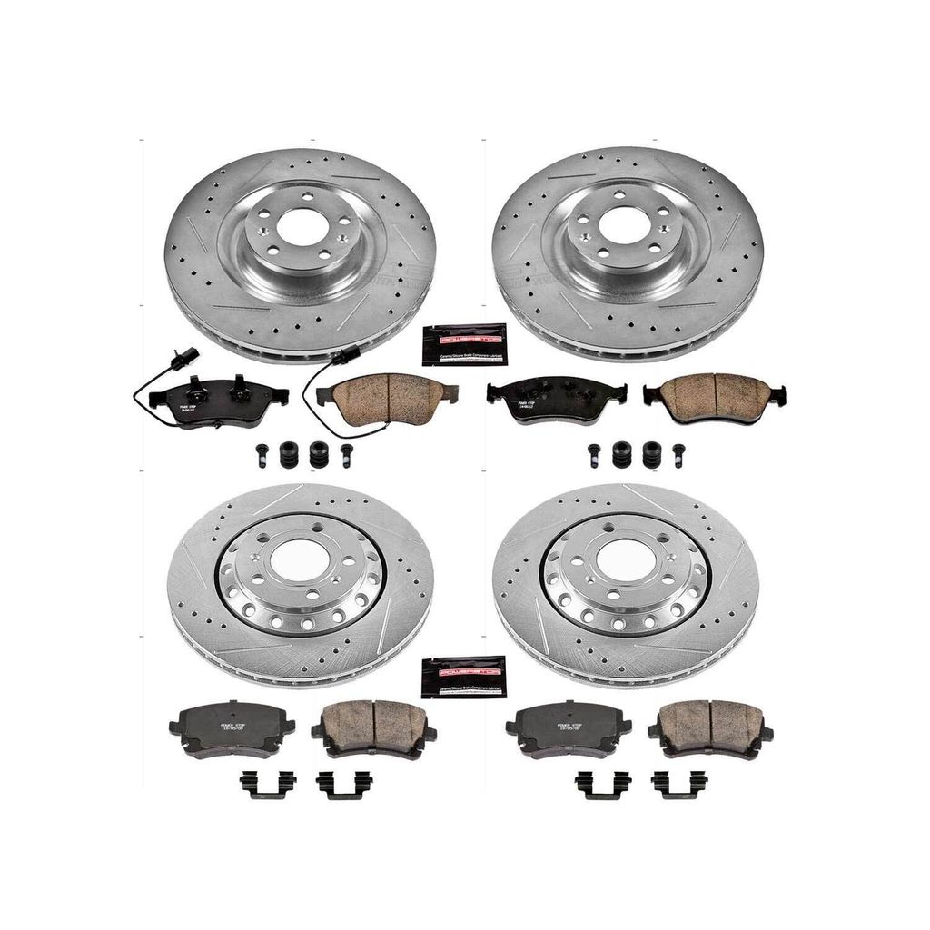 PowerStop K4008 - Z23 Drilled and Slotted Brake Rotors and Pads Kit