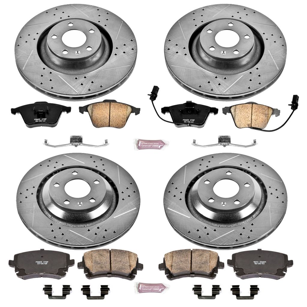PowerStop K4013 - Z23 Drilled and Slotted Brake Rotors and Pads Kit