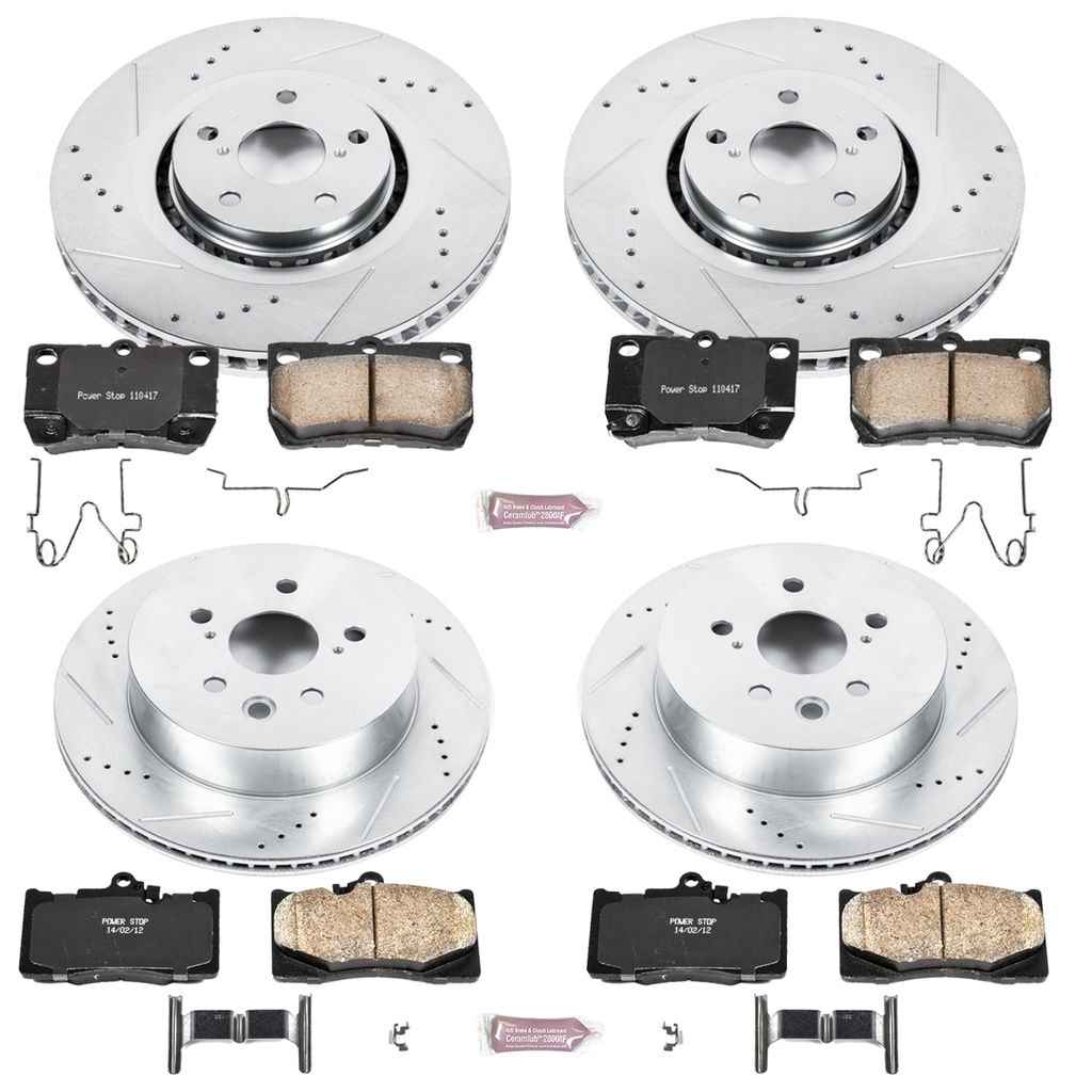 PowerStop K4070 - Z23 Drilled and Slotted Brake Rotors and Pads Kit