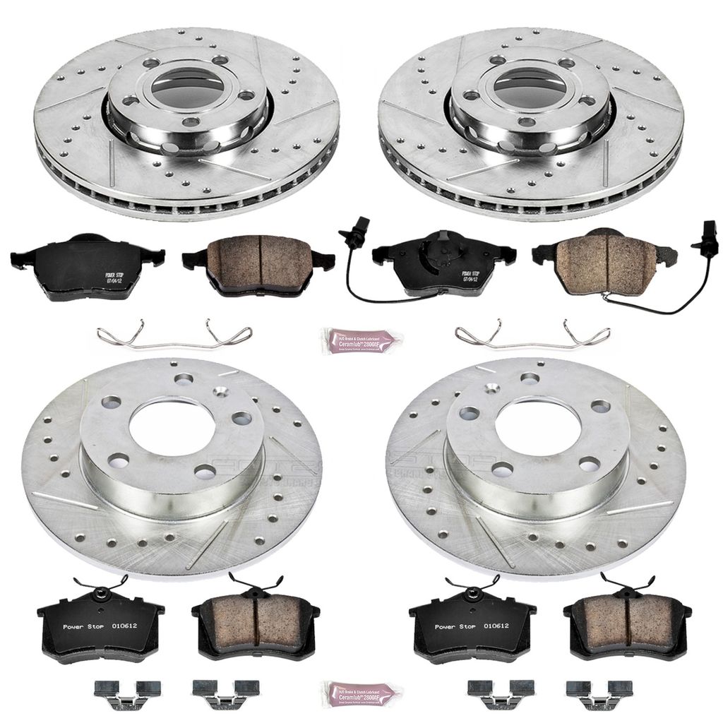 PowerStop K4196 - Z23 Drilled and Slotted Brake Rotors and Pads Kit