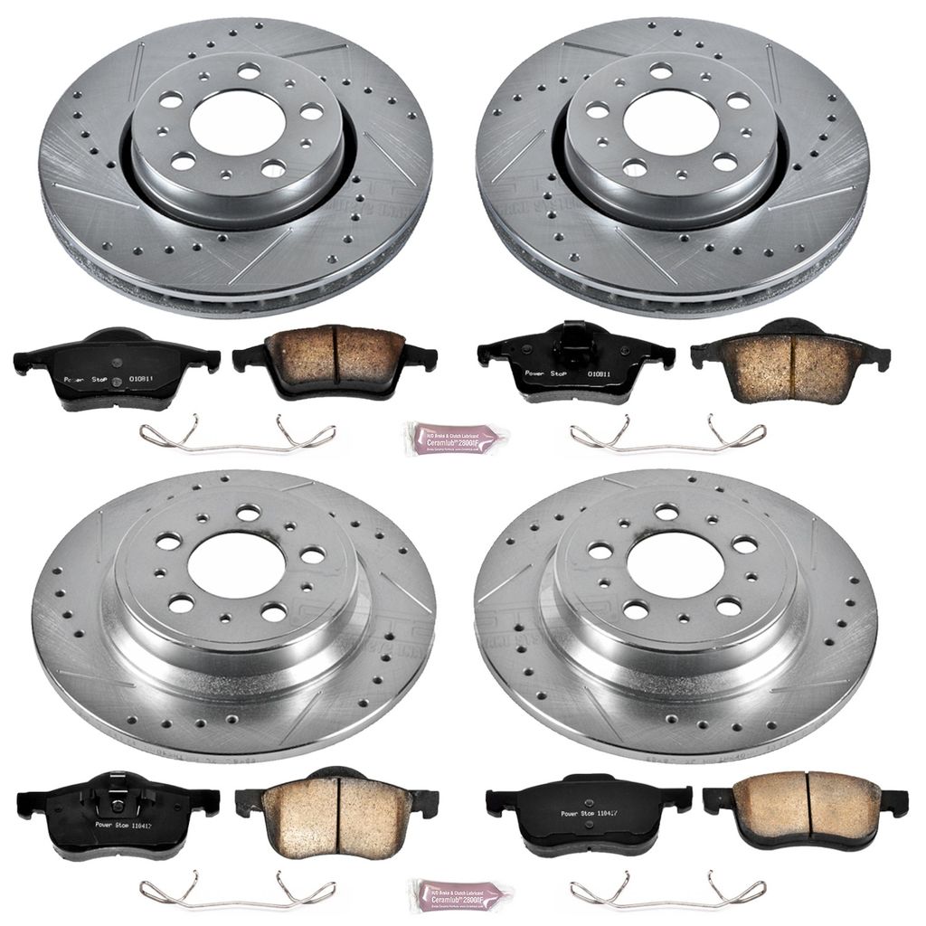 PowerStop K4430 - Z23 Drilled and Slotted Brake Rotors and Pads Kit