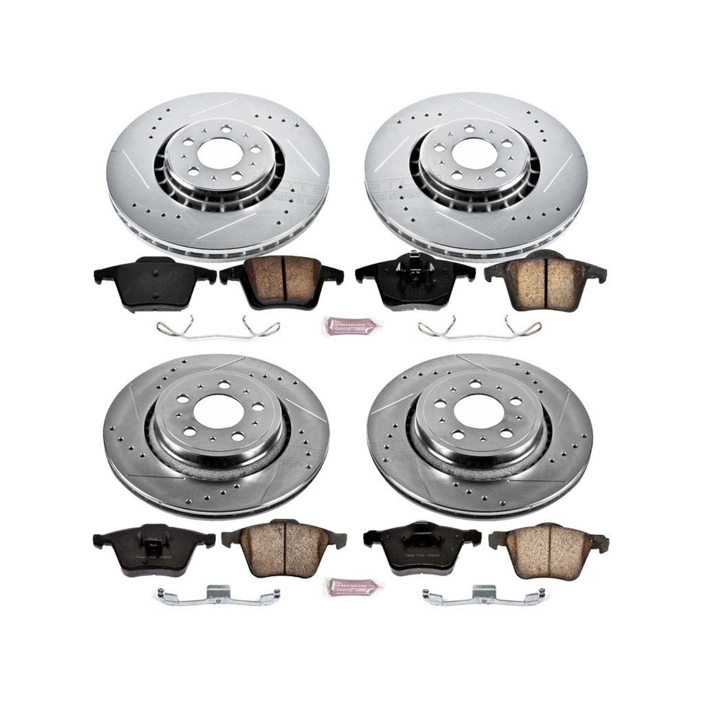 PowerStop K4502 - Z23 Drilled and Slotted Brake Rotors and Pads Kit