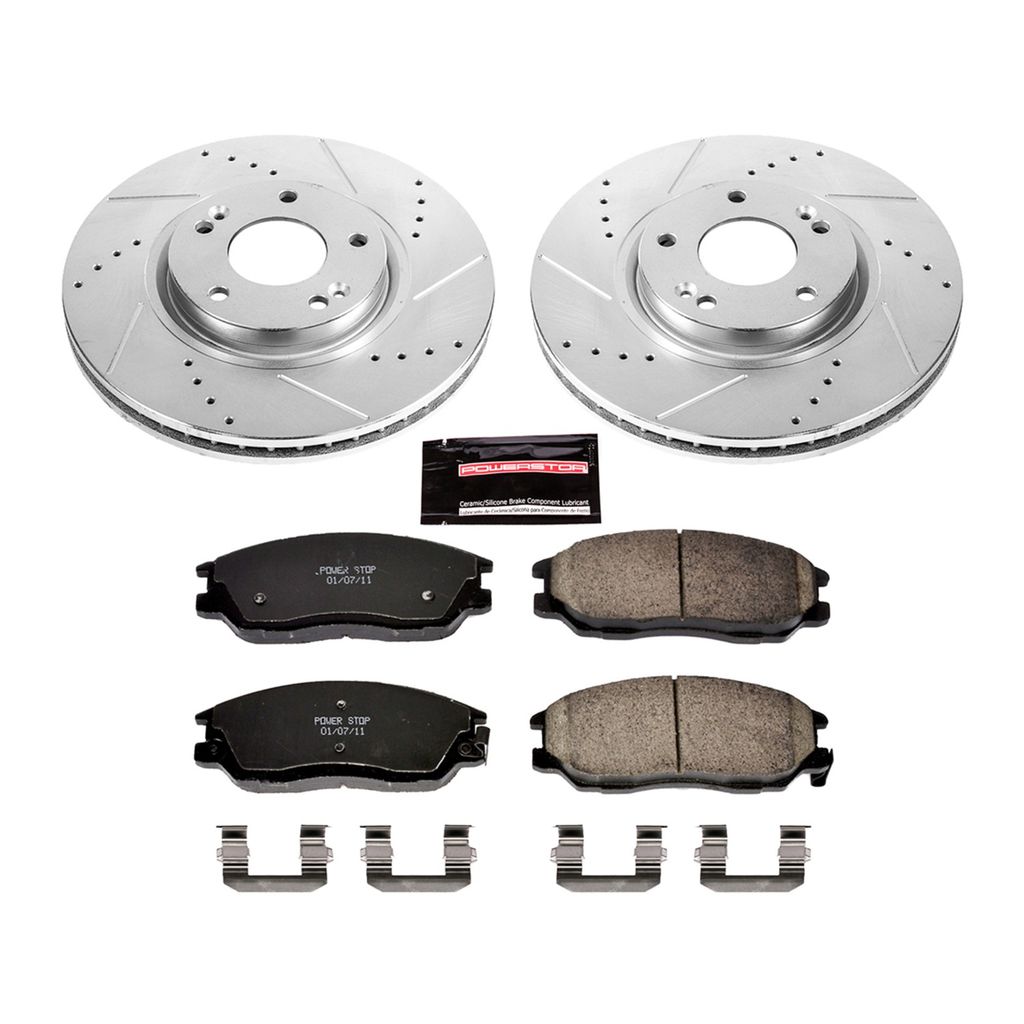 PowerStop K4557 - Z23 Drilled and Slotted Brake Rotors and Pads Kit